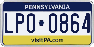 PA license plate LPO0864
