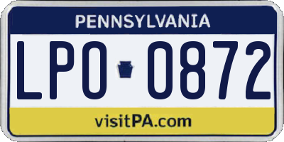 PA license plate LPO0872
