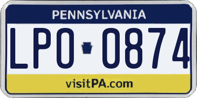 PA license plate LPO0874