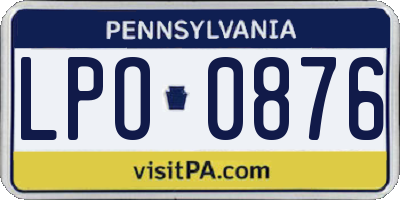 PA license plate LPO0876