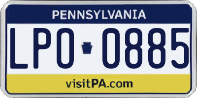 PA license plate LPO0885
