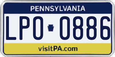 PA license plate LPO0886