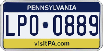 PA license plate LPO0889