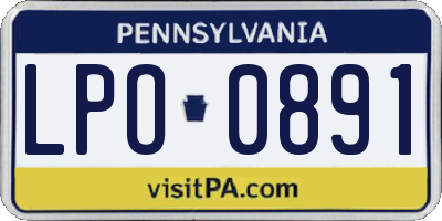 PA license plate LPO0891