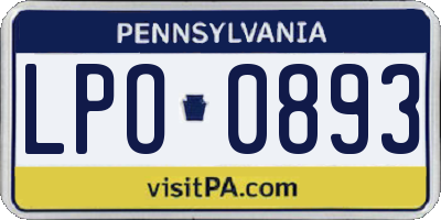 PA license plate LPO0893