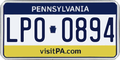 PA license plate LPO0894