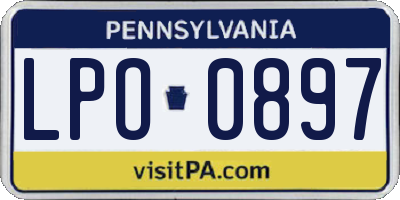 PA license plate LPO0897