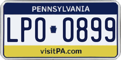 PA license plate LPO0899