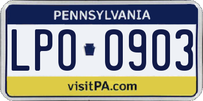 PA license plate LPO0903