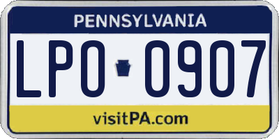 PA license plate LPO0907