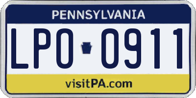 PA license plate LPO0911