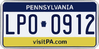 PA license plate LPO0912
