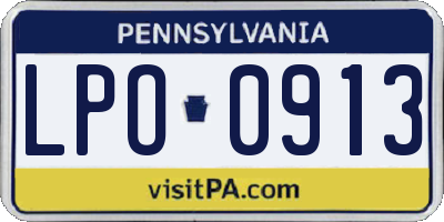 PA license plate LPO0913