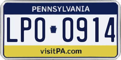 PA license plate LPO0914