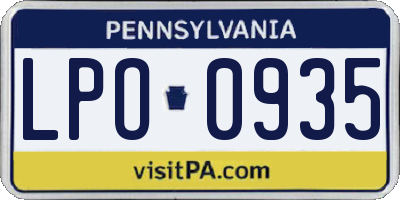 PA license plate LPO0935