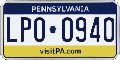 PA license plate LPO0940