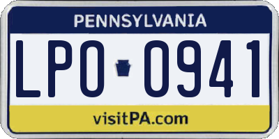 PA license plate LPO0941