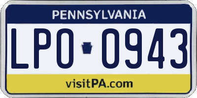 PA license plate LPO0943