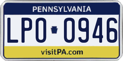 PA license plate LPO0946