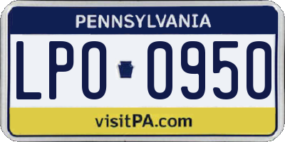 PA license plate LPO0950