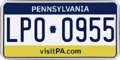 PA license plate LPO0955