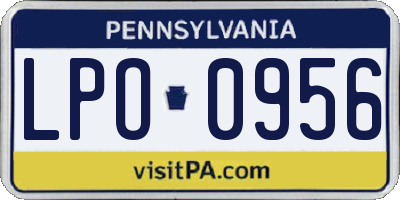 PA license plate LPO0956