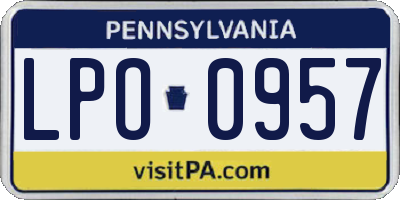 PA license plate LPO0957
