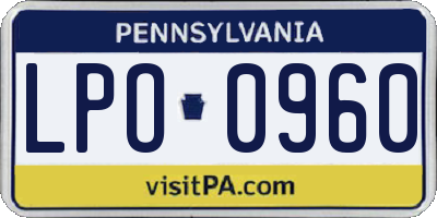PA license plate LPO0960