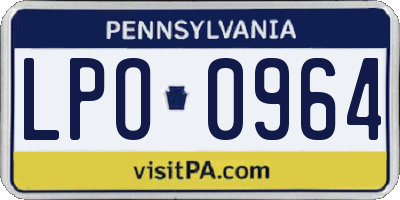 PA license plate LPO0964