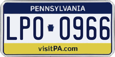 PA license plate LPO0966