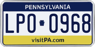 PA license plate LPO0968