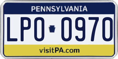 PA license plate LPO0970