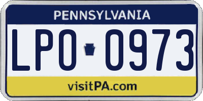 PA license plate LPO0973