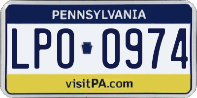 PA license plate LPO0974