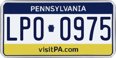 PA license plate LPO0975