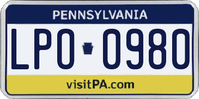 PA license plate LPO0980