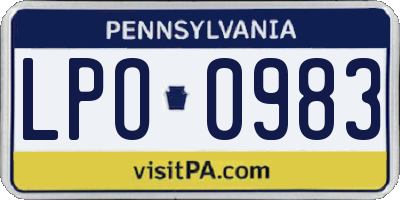 PA license plate LPO0983