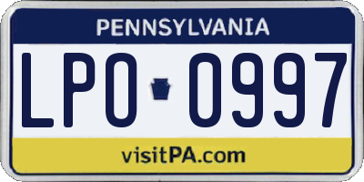 PA license plate LPO0997