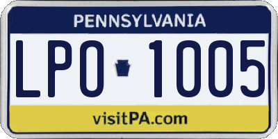 PA license plate LPO1005