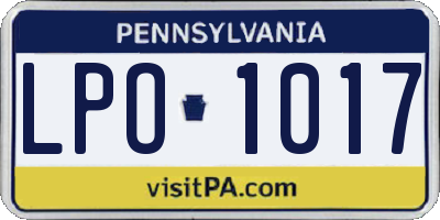 PA license plate LPO1017