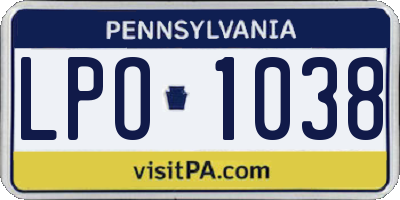 PA license plate LPO1038