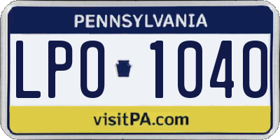PA license plate LPO1040