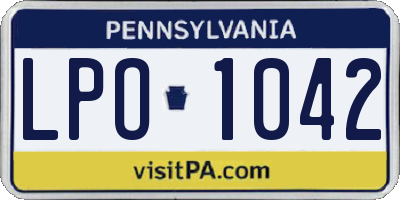 PA license plate LPO1042