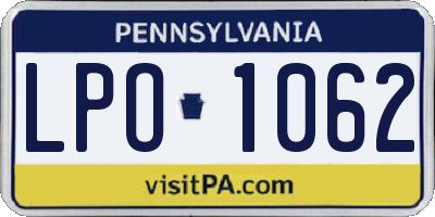 PA license plate LPO1062