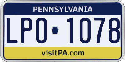 PA license plate LPO1078