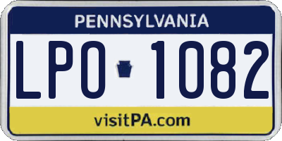 PA license plate LPO1082