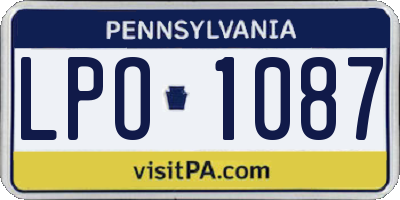 PA license plate LPO1087