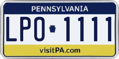 PA license plate LPO1111