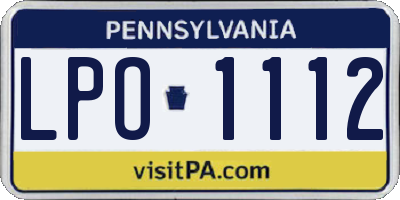 PA license plate LPO1112