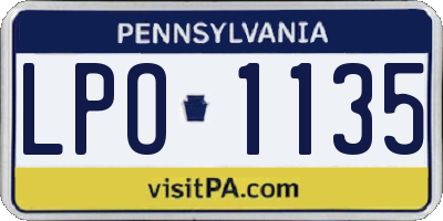 PA license plate LPO1135